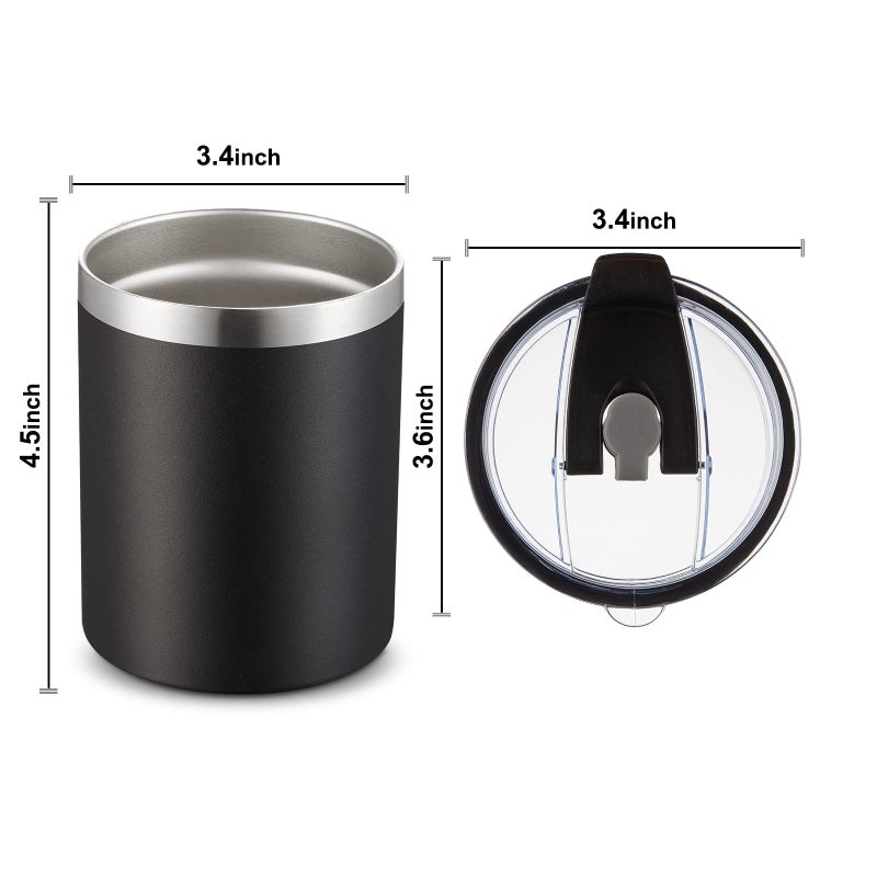 MEWAY 12 oz Lowball, Tumbler Stainless Steel Double Wall Vacuum Insulated Mug with Straw and Lid, Cleaning Brush ï¼ŒDurable Powder Coated Insulated Coffee Cup for Cold & Hot Drinks (Black, 1 Pack) - Image 3